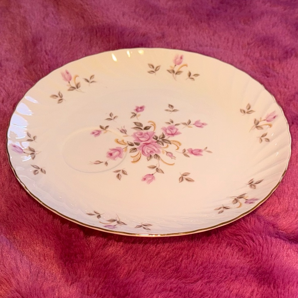💕Lefton Moss Rose Snack Plate Only Handpainted Porcelain with Gold Trim